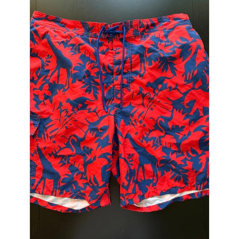 Polo Ralph Lauren Kailuna Safari Swim Trunks Mens XXL Red/ Blue Board‎ Shorts